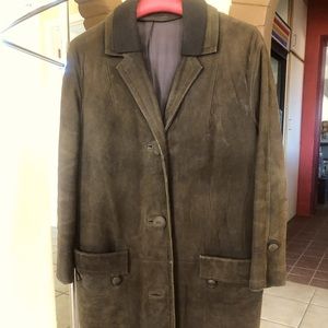 Vintage mens duster in brown suede, size L